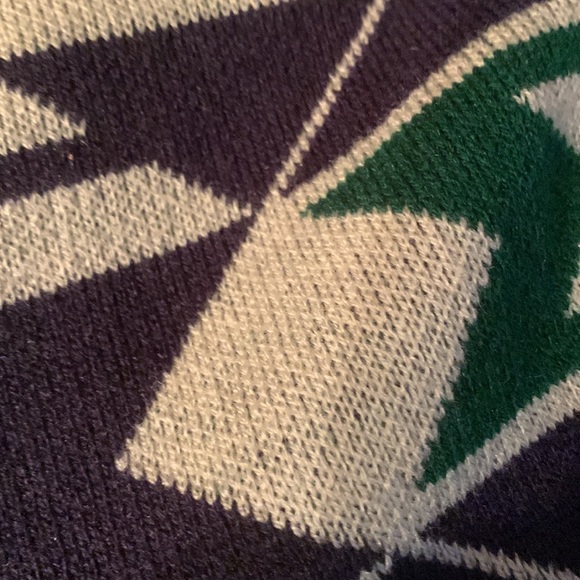 Bo Bel Beige with Dark Green and Purple Fringe Cardigan Sweeter NWT - Picture 5 of 12